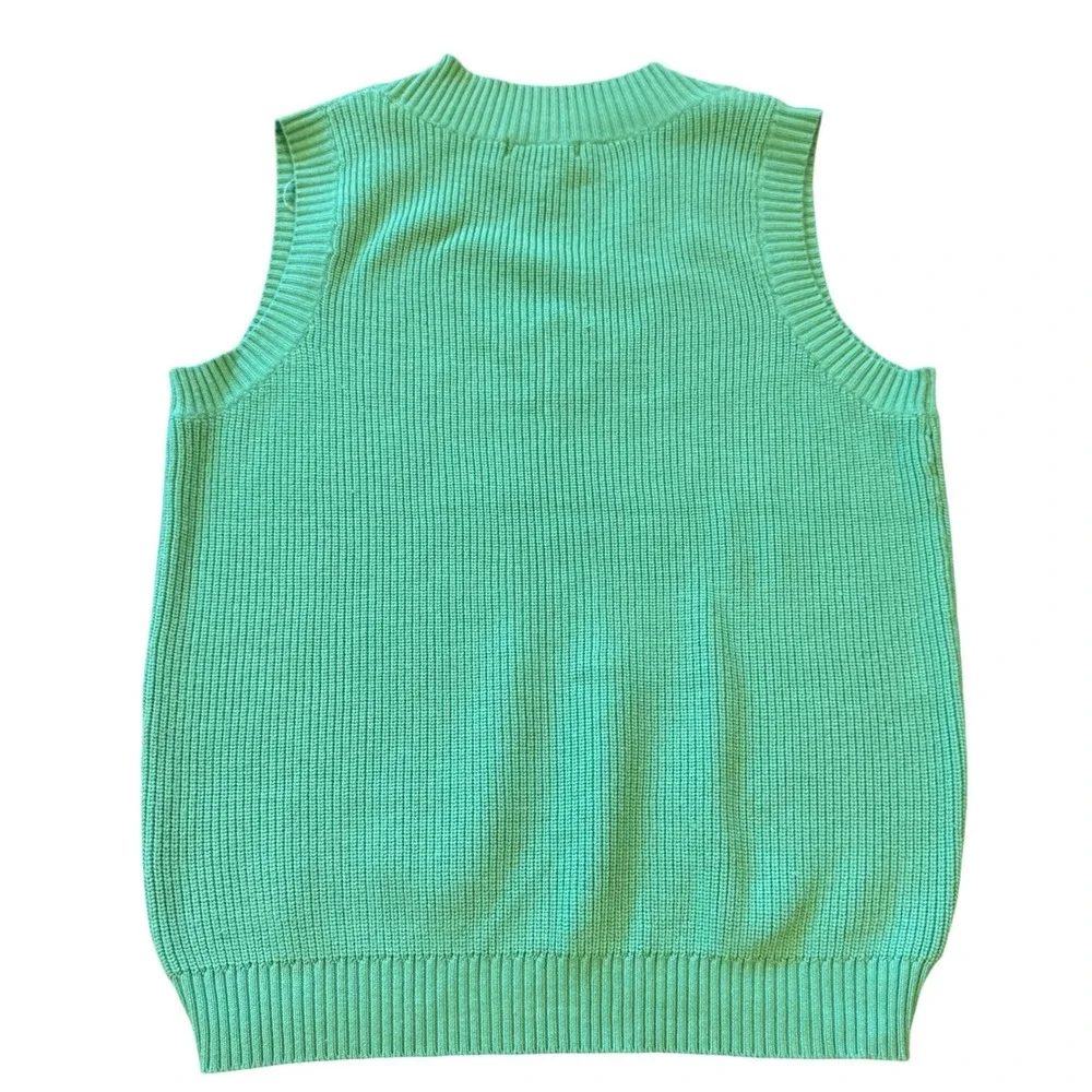 Streetwear Society V Neck Ribbed Sweater Vest Green‎ S Teacher Academia Preppy